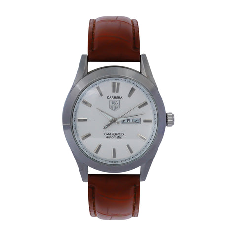Tag Heuer Calibre 5 Brown Belt White Dial