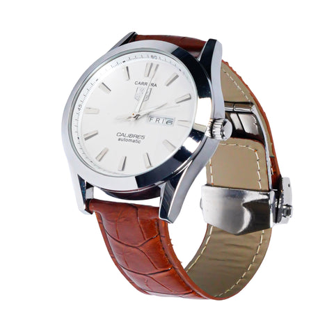 Tag Heuer Calibre 5 Brown Belt White Dial
