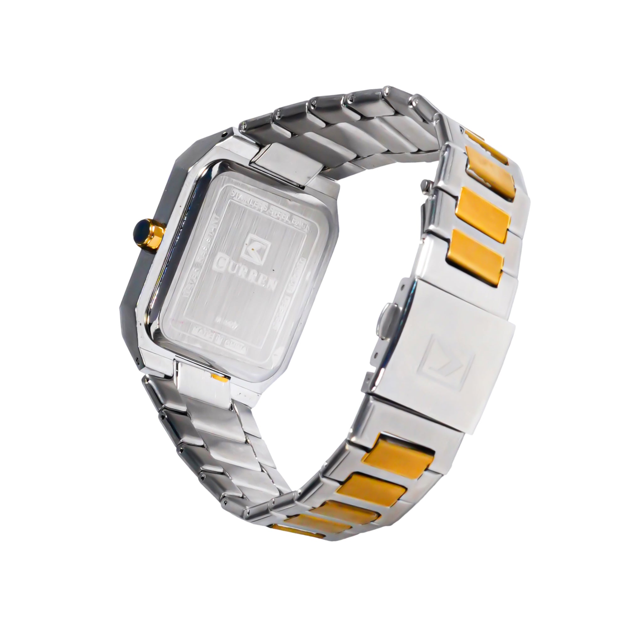 Curren Men’s Luxury Square Quartz Watch – Two-Tone with Green Dial