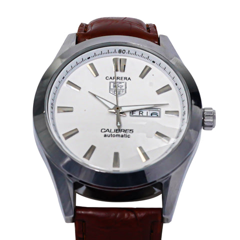 Tag Heuer Calibre 5 Brown Belt White Dial