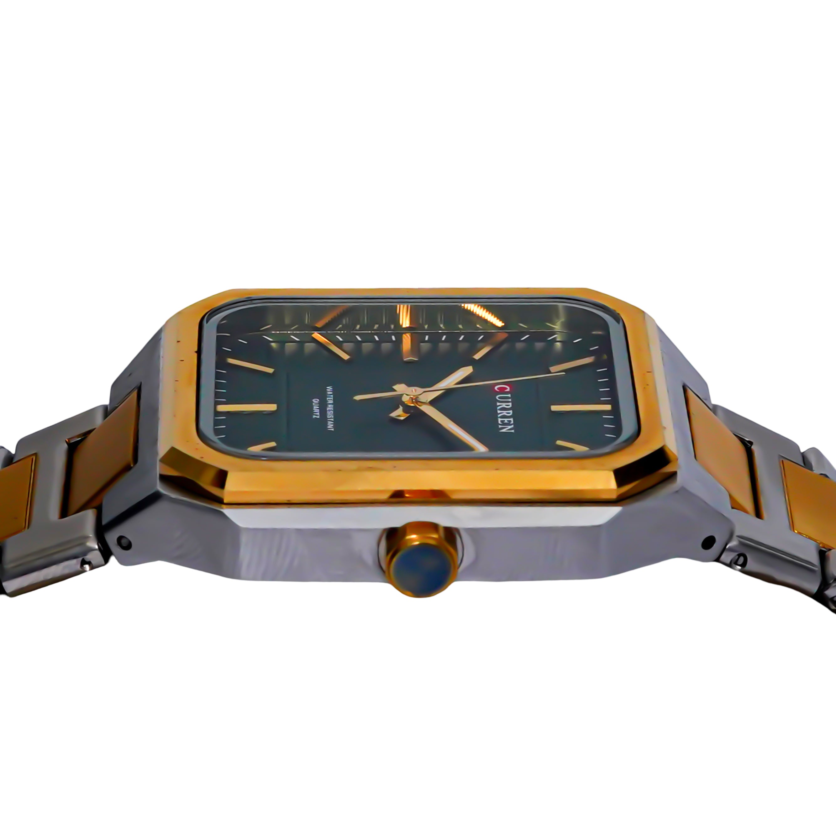 Curren Men’s Luxury Square Quartz Watch – Two-Tone with Green Dial