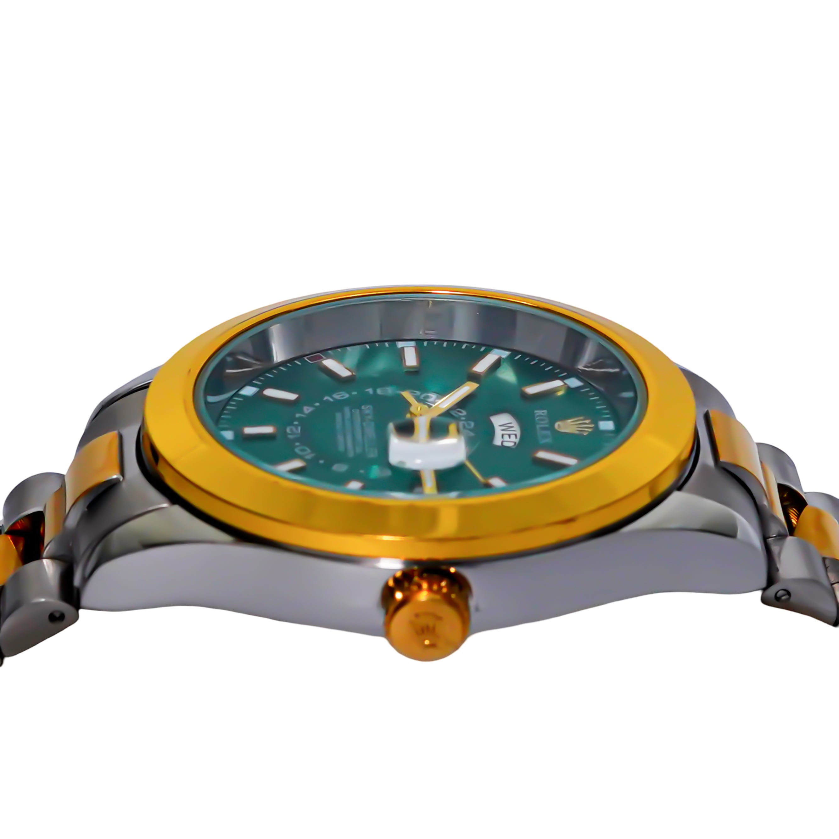 Rolex Sky-Dweller – Silver & Gold Strap | Green Dial