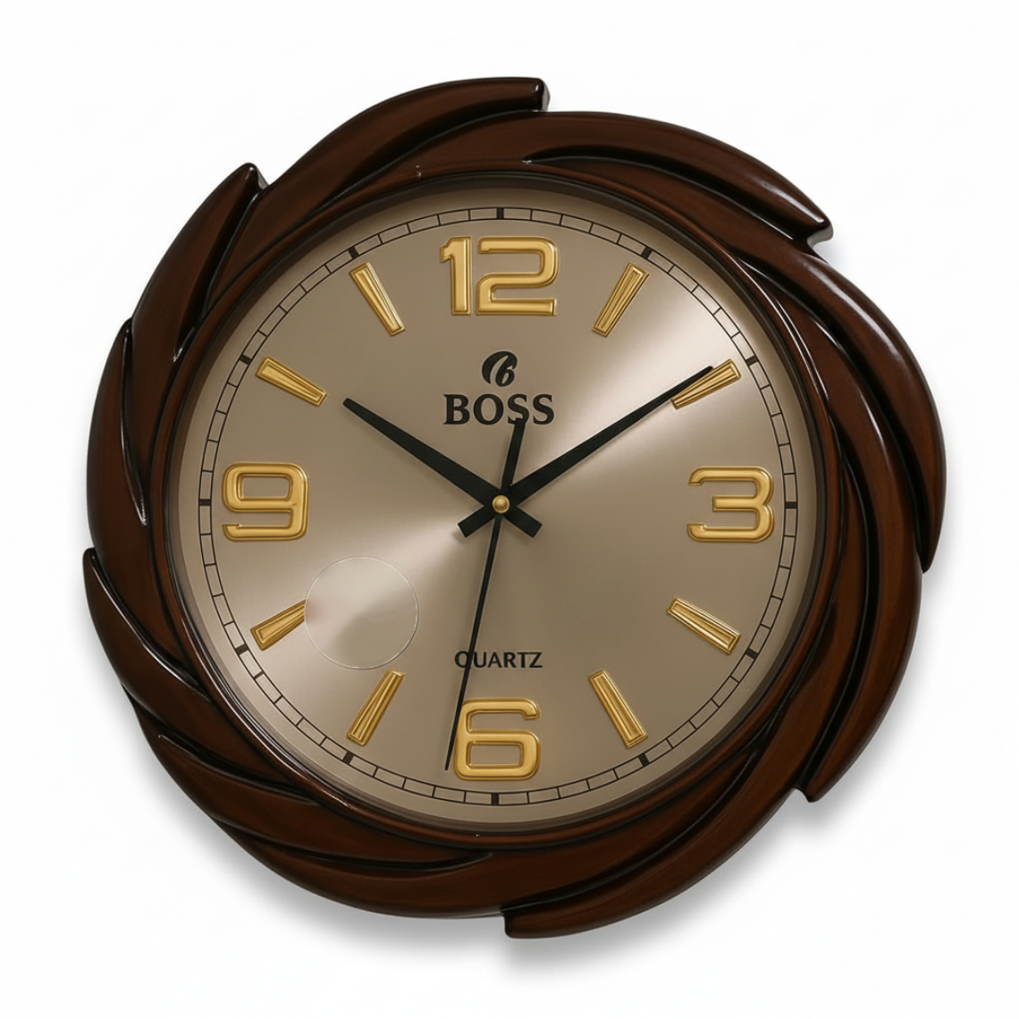 BOSS GALAXY WALL CLOCK GLOSSY  NUMERIC Dark Brown with Golden  Silver Dial
