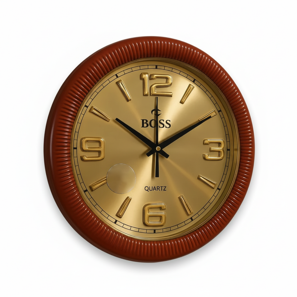 BOSS WALL CLOCK GLOSSY NUMERIC  Brown with Golden Dial