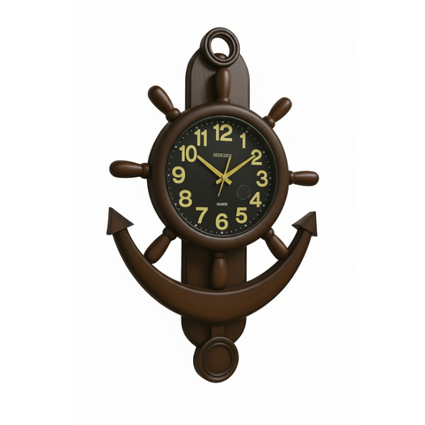 Anchor Wall Clock – Light Brown  with Cream Dial
