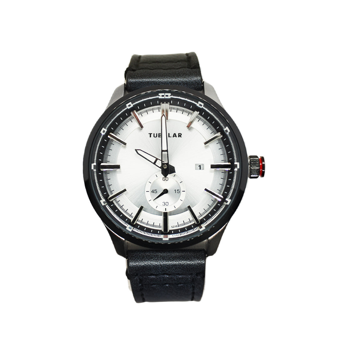 Tubular Men's Watch with Leather Strap